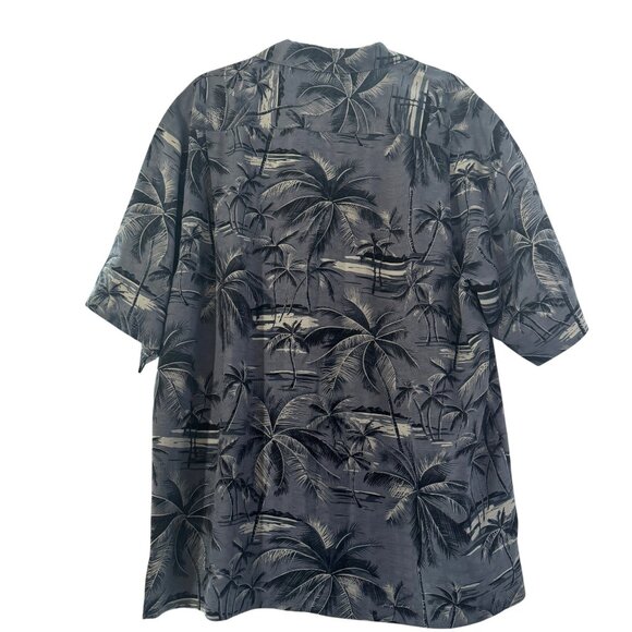 Tommy Bahama Men's Blue Palm Tree 100% Silk Button Down SS Shirt, Size L - Picture 2 of 6